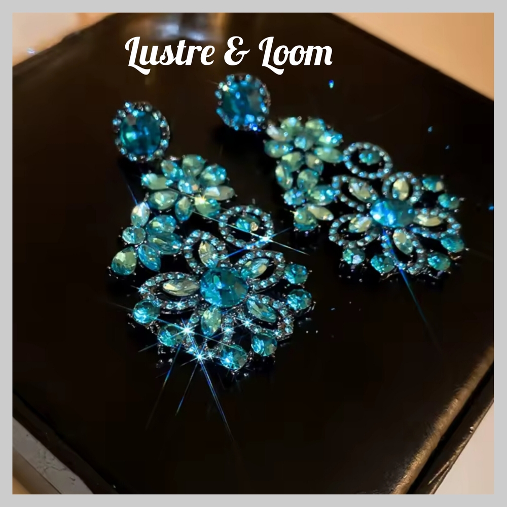 Lustrous Blue Crystal Earrings